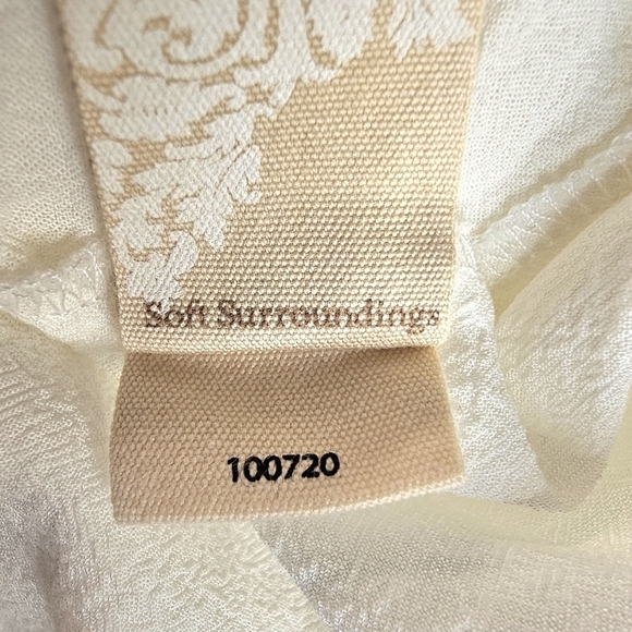 Soft Surroundings Small Boho Crinkle Button Front Off White Long Sleeve Blouse - Picture 14 of 16